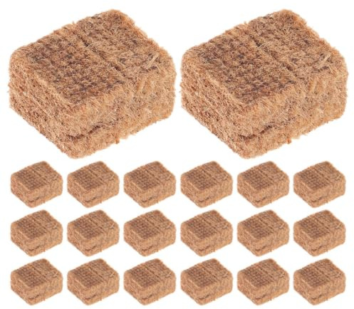 Cabilock 20 Pièces Bloc D'allumage Extérieur Cube D'allumage au Charbon pour Barbecue et Fondue Chinoise, Marron, Pin et Cire, Allumage Rapide, Combustion, Longue Durée