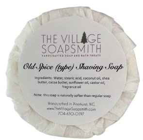 Old Spice Shaving Soap, thick lather, wonderful scent. Just like dad and grandpa used.