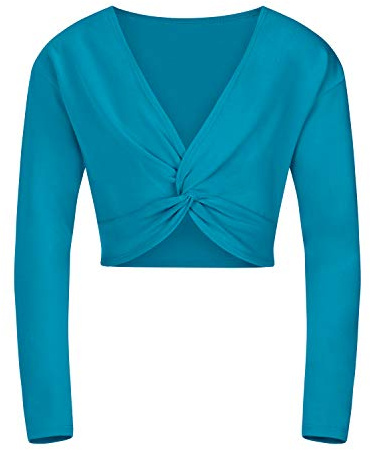 tanzmuster ® Ballettjacke Mädchen Langarm - Mia - aus wunderbar weichem Baumwollstoff - Top zum Reinschlüpfen fürs Kinder Ballett