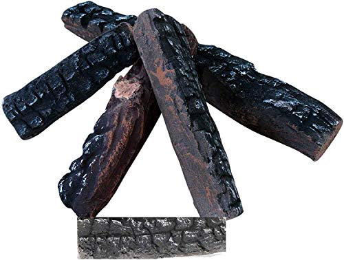 B-HOTTE Gas-Kaminscheite, 4/5 Stück, Keramik-Holzscheite für alle Arten von Innen-, Gaseinsätzen, Lüftungs- und Entlüftungsfrei, Propan- oder Outdoor-Kamine und Feuerstellen, Brennzubehör (5 Stück)