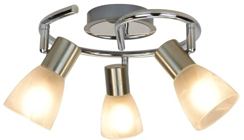 Depuley E14 taklampa 3 flamig vardagsrum, mönster dcekstrålkastare väggspot svängbar 3 x 5 W fattning, 3 000 k varmvit, glaslampskärm, multivinkel för sovrum matsal kontor hall balkong