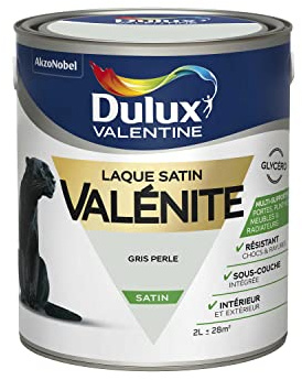 Dulux Valentine Peinture Laque Valénite Glycéro Multisupport Intérieur-Extérieur – Grande Résistance pour Boiseries et Ferronneries - Aspect Satin Gris Perle 2L