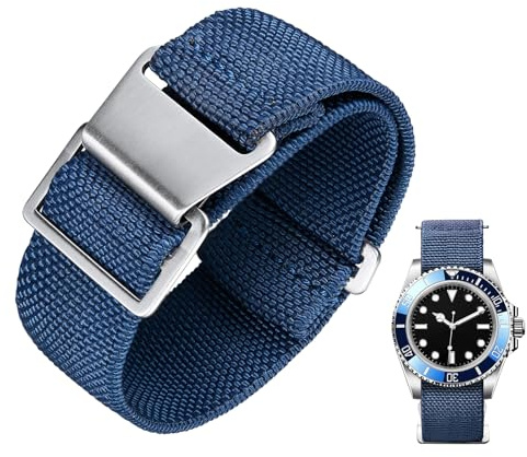 BINLUN Elastisch Nylon Uhrenarmband 18mm 20mm 22mm Parachute Marinetaucher Fabric Stoff-Armbänder Militär Ersatzband für Uhr Damen&Herren - Upgrade Hakenverschluss