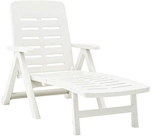 Goliraya Chaise Longue Jardin Pliable Transat d'extérieur Plastique Blanc