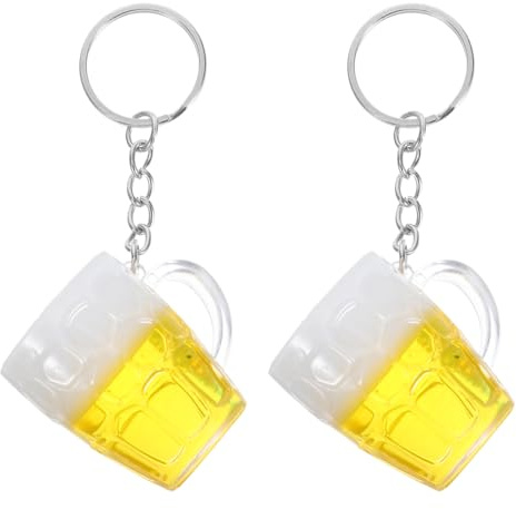 NUOBESTY 2 StüCke Simulierte Bierkrug SchlüSselanhäNger GefäLschte Bierbecher SchlüSselanhäNger AnhäNger FüR Tasche Rucksack Oktoberfest Gast Dekorationen
