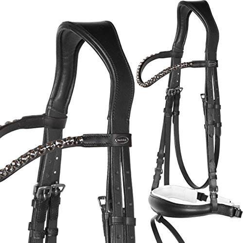 Heinick-Reitsport Trense Competition Schwarz Weiß ergonomisch ~ Glow-Ash ~ Vollblut