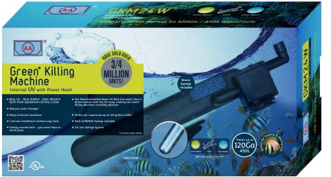 AA GKM24W Internal UV for Aquariums up to 120Ga,Black