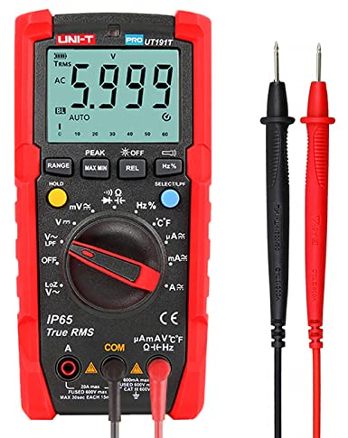 UNI-T UT191T Profi Multimeter IP65, 600V AC/DC, 20A, 10Hz-1MHz, -40°C-400°C/-40°F-752°F