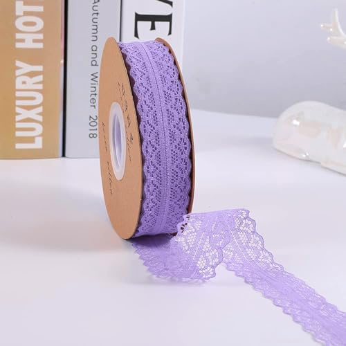 45M 3cm Breit Spitzenband Spitzenbordüre Geschenkband Spitze Borten Band Dekoband Zierband Spitzenborte Spitzenstoff Zum Nähen für DIY Basteln Hochzeit Tischdeko Scrapbooking Geschenkbox,Lila