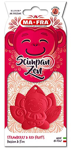 MAFRA, Scimpanzen, Profumatore Auto Tema Scimmia, Fragranza Dolce e Fruttata, Profumazione Strawberry & Red Fruits