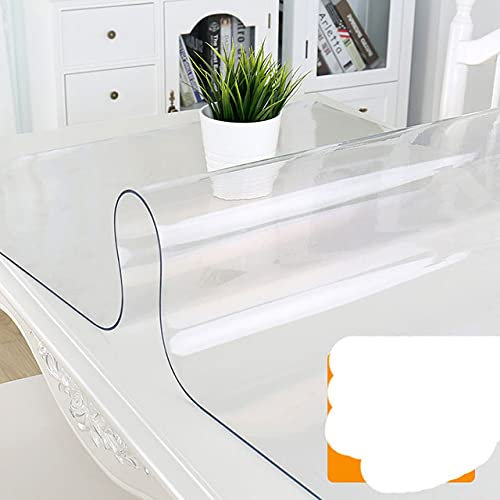 Tovaglia in PVC trasparente impermeabile, antiolio, antiscottatura tovaglia in vetro morbido tovaglia in silicone tovaglia rettangolare sottopiatto-Trasparente,50x80cm