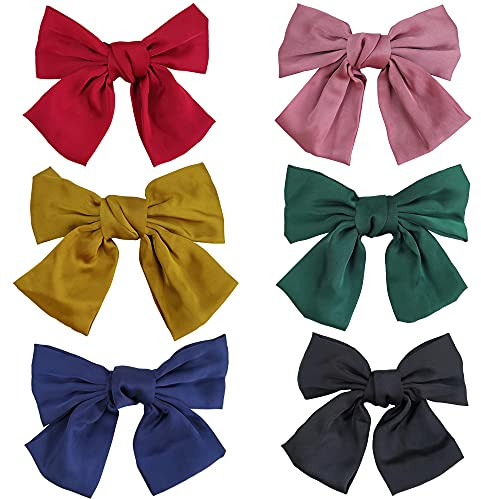 Große Haarschleifen Clip，6 Pcs Haarklammern mit Schleifen Elegante ​Bowknot Haarspangen Schleife Haarspangen Stoff Haarschmuck für Damen Lady Kinder
