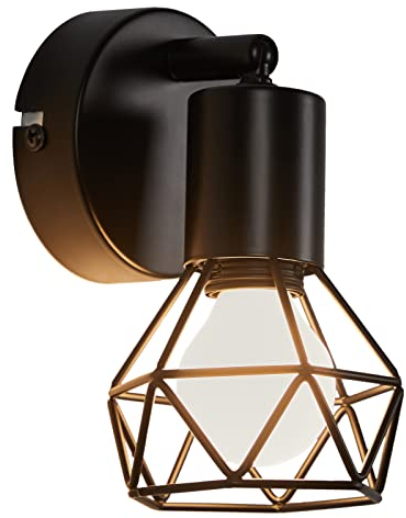 FORCOSO FOCOSO Black Ceiling Spotlights, Vintage Ceiling Spot E14, 350° Adjustable Wall Lamp 1 Bulb Max. 40W, Indoor Wall Light for Living Room Bedroom Office Kitchen Hallway, Bulb Not Included