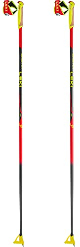 LEKI Kinder HRC Langlaufstöcke, Bright red-Black-Neonyellow, 130CM