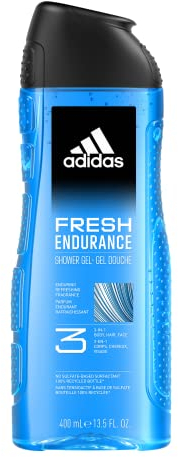 adidas, Fresh Endurance Gel Doccia Bagnoschiuma 3 in 1 per Corpo, Capelli e Viso, Formula Vegana, 400ml