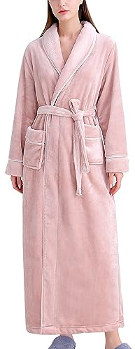 FEOYA Homme Femme Peignoir en Flanelle Hiver Chaud Unisexe Peignoir de Bain Long Grande Taille avec Ceinture Robe de Chambre Hiver Style A5 2XL/3XL