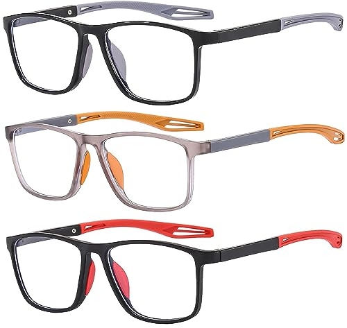 Lesebrillen Herren 3er Set Sportliches Design, Bequeme und flexible Leichte Blaulichtblockierende Lesehilfe für Herren +2.0