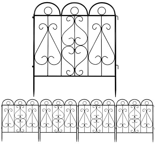 OUUTMEE Lot de 5 Clôtures en Fer Forgé Pour Extérieur,Clôture de Jardin en Métal Style Fer Forgé,Bordure Décorative,Pour Le Jardinage - Antirouille - Paysage - Terrasse - Jardin fleuri