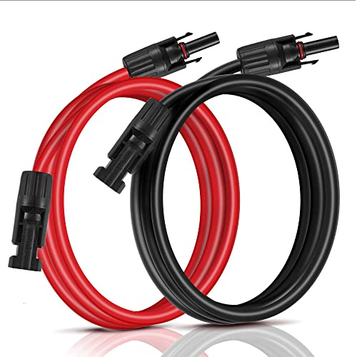 GENORTH 6mm² Solarkabel Verlängerung 3m mit Solarstecker, Rot/Schwarz | Solar Verlängerungskabel für Solaranlage, Wasserbeständig PV Kabel, Verstärkter Kupferleiter,40A 1000V DC,2x3m