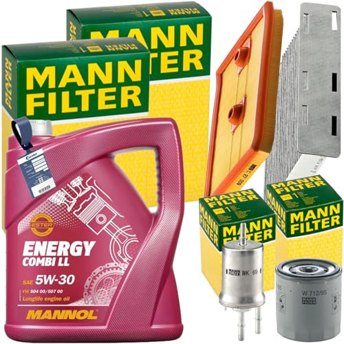 Inspektionspaket + 5L NRG 5W-30 Öl passend für Golf 6 1.2 + 1.4 TFSI