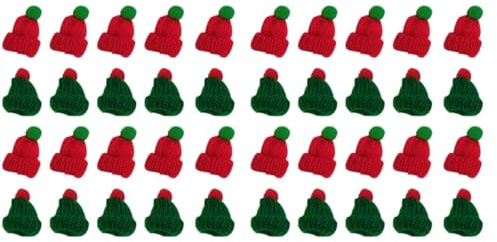 Abaodam 40 Stk Mini-mütze Mini-weihnachtsstrickmützen Zum Basteln Diy Kunst- Und Bastelhut Weihnachtsfeier Gefallen Kleine Gestrickte Weihnachtsmütze Strickgarn Weihnachtsbaum Partyhut