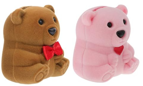 MUCKLILY 2stücke Bärenförmige Schmuckkästchen Flauschige Ringboxen Für Verlobungsringe Ohrringe Und Kreative Geschenkverpackung Für Valentinstag