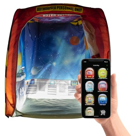 PODS Sensory Tent for Kids – Galactic Space Aventure Theme with Lights, Bluetooth Speaker, Memory Foam Floor & Mobile App