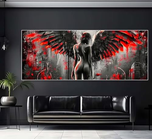 Diamond Painting XXL Groß 150x50 cm Diamant Painting Bilder Kampf-Engel Diamond Art Painting Kits, DIY Erwachsene Malen Nach Zahlen Full Diamant Painting Zubehör Malerei Stickerei Home Wand Dekor U285