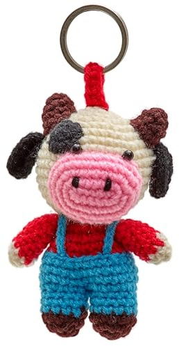 By Bers Frosch Kuh Bärchen gehäkelter Anhänger Schlüsselanhänger Taschenanhänger Häkel Wolle Tier lustig (KuhRedHaekel)