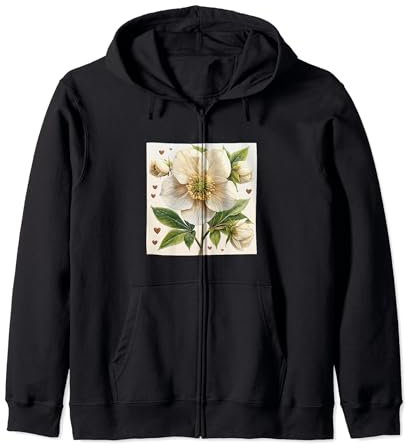 Motif fleur d'hellébore avec cœurs autour de style bohème Sweat à Capuche