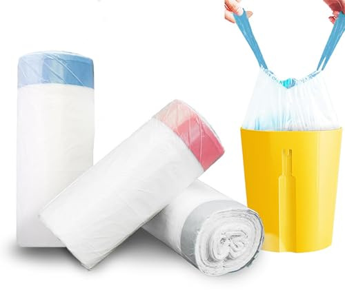 3 rollos de bolsas de basura de 15 litros, bolsas de basura pequeñas degradables, sin olor, bolsas de basura para interiores, dormitorio, cocina, oficina (45 x 50 cm, 15 L)