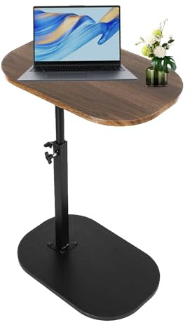 XUDREZ Adjustable C Shaped Side Table, 360°Swivel End Table, Living Sofa Table, Modern Small Coffee Table for Bed/Bathtub (Black-Walnut)
