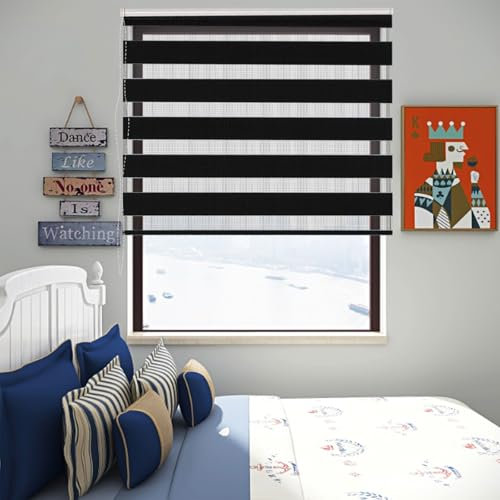 Verdunkelungsrollo Klemmfix 45 x 220 cm Verdunkelung Sonnenschutz Verdunklungsstoff Rollo Inkl. Montagematerial für Fenster Und Tür, Schwarz