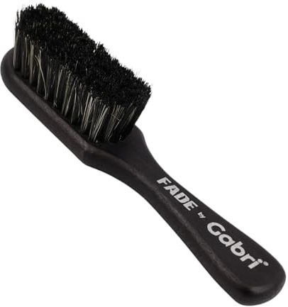 Gabri Men's Grooming Barber Beard and Fade Brush - Premium Wooden Handle, Soft Bristles - Professional Barber Supplies for Fading, Moustache and Skin Care (Silver 15cm)