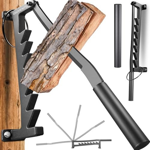 Upgraded 2.0 Dual-Handle Wall Mounted Wood Splitter, Manual Kindling Splitter Made with Heavy-Duty Steel, 7-tooth Clamping Setup, Portable Log Splitters for Soft Firewood, Indoor and Outdoor Use
