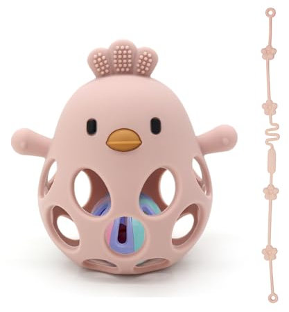 Beißring & Rassel für Babys - Sensorik Spielzeug ab 0 Monate, Zahnungshilfe & Greifball - Geschenk für Jungen & Mädchen Rabbit （white）