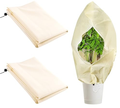 2 coperture invernali per piante, 0,8 x 1,2 m, in tessuto non tessuto, con coulisse e cerniera, copertura antigelo per giardino, esterni, piante in vaso, riscaldamento