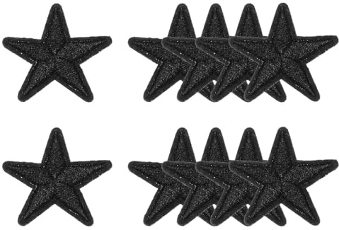 QUARKZMAN 10 Stück Sterne Patches zum Aufbügeln, 2.8 cm Flicken zum Aufbügeln,Bestickte Aufnäher Bügelflicken für Hut Jacke Jeans Rucksäcke DIY Dekoration (Schwarz)