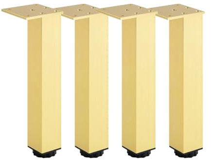 SZLXJMFL Verstellbare Möbelfüße, 4 Stück Gold Möbelfüße Quadratische Aluminiumoberfläche eloxiert Möbelfüße Höhe: 3-40cm Unterschrankfüße Couchtischfüße Tischfüße Sofafüße 5cm/2