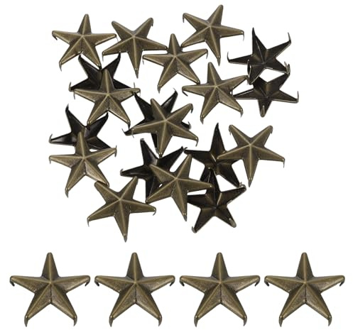 sourcing map Lot de 50 rivets en forme d'étoile 20 mm à 5 griffes Punk Rivets à pointes pour cuir pour loisirs créatifs, vêtements, maroquinerie, sacs, chaussures, bronze