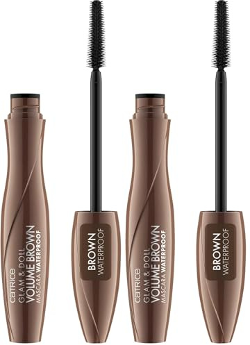 Catrice Glam & Doll Volume Brown Mascara Waterproof, Braun, volumengebend, definierend, verlängernd, matt, vegan, wasserfest, ohne Mikroplastikpartikel, Nanopartikel frei, 2er Pack (10ml)
