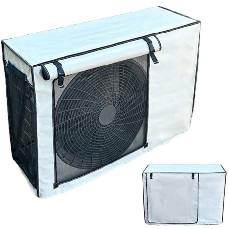 Generico Funda para motor de aire acondicionado exterior, cubierta de aire acondicionado con hebilla fija, lona exterior anti-nieve anti-polvo, tejido Oxford, resistente al sol y a la humedad