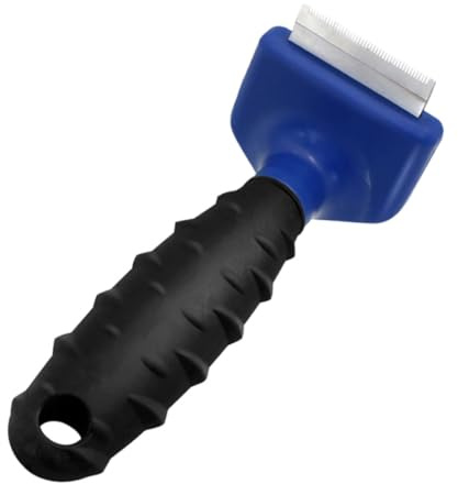 DECOMELODY Cepillo para Mascotas Deslanador de Metal Ergonómico, Peine para Gatos y Perros de Pelo Corto, Tamaño Mediano para Aseo Doméstico de Cachorros y Gatos