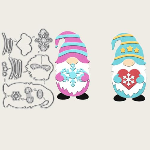 Sredwtk Liebe Schneeflocken Gnome Stanzschablonen Weihnachten Wichtel Metall Prägeschablonen Stanzformen Schneiden für DIY Karte Sammelalbum Scrapbooking Fotoalbum Deko
