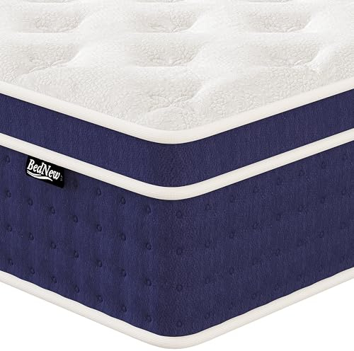 Bednew Double Mattresses 36cm, 14 Inch Innerspring Hybrid Mattress 4FT6 with Breathable Foam and Pocket Spring For Cool Comfort Sleep, Medium Firm, Plush Feel, Double Mattress(135 * 190 * 36cm)
