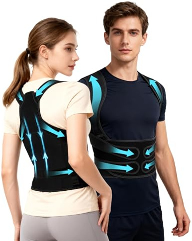 KNXWALT Posture Corrector for Women & Men, Back Brace Straightener with Adjustable Support, Relief for Neck/Shoulder/Back Pain, Scoliosis & Hunchback Correction, Breathable Mesh Design