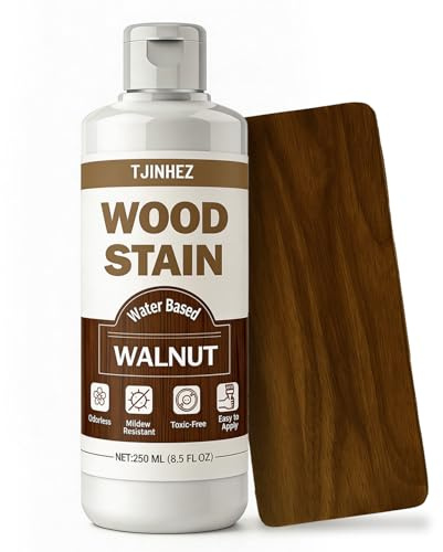 Wood Stain 250ml, Water Based Wood Stain, Indoor & Outdoor Wood Finish for Furniture, Cabinets, Doors & Wood Surfaces - Fast Drying, Low Odour, Non-Toxic & Easy to Use (Walnut)