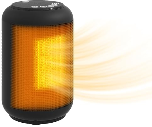 HOMCOM Chauffage d'appoint céramique PTC 1500 W Basse Consommation Noir | Radiateur Électrique Soufflant, 3 Modes Froid/Chaud/Très Chaud, Minuterie 24 h, Thermostat Réglable, Oscillation