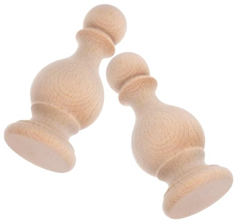 MAGICLULU 2 Stück Holzknöpfe für Gardinenstangen und Vintage Treppenpfostenaufsätze aus Unbehandeltem Holz Handgefertigt mit Römischem Stil für Hausdekoration und Flure