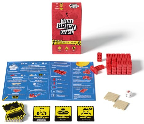 that Brick Game | Tactile Stacking Game with Hazard Cards for Sabotage and Strategy | Easy to Learn, Great for 2-8 People, Portable